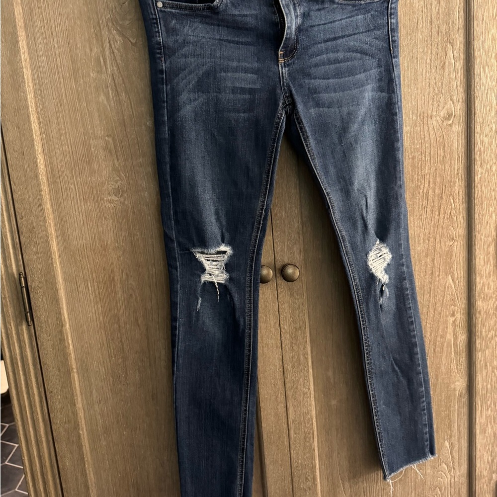 Just Black Dark Blue Distressed Skinny Jeans